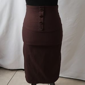 High Waisted Brown Fitted Skirt